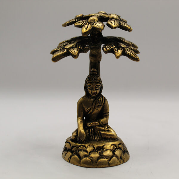 Brass Buddha under Bodhi Tree - Image 2