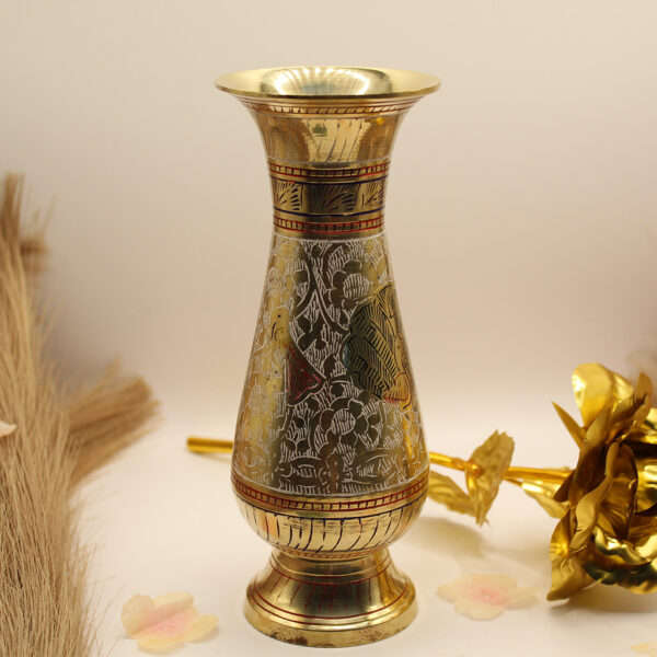 Decorated Brass Vase - Image 2