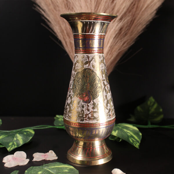 Decorated Brass Vase - Image 3