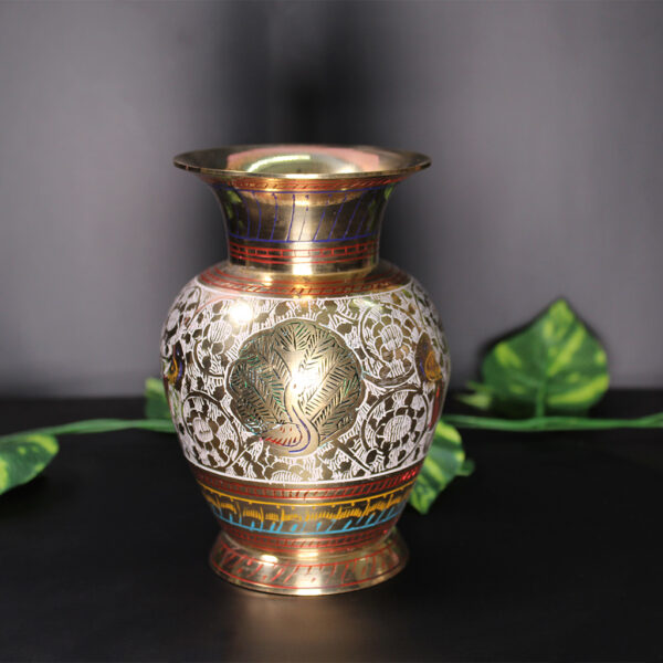 Decorated Brass Vase (Round) 1