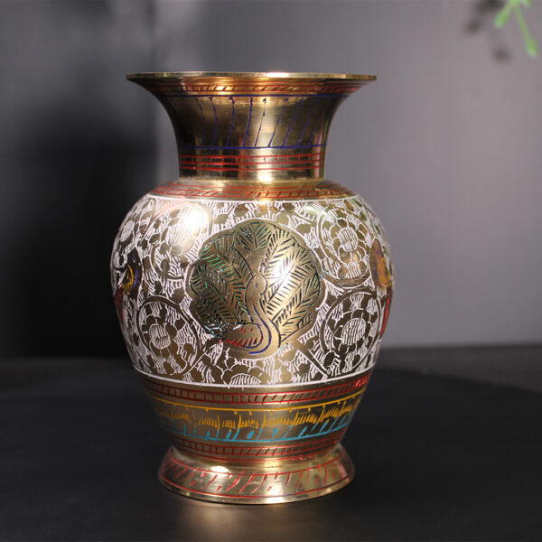 Decorated Brass Vase (Round) 2
