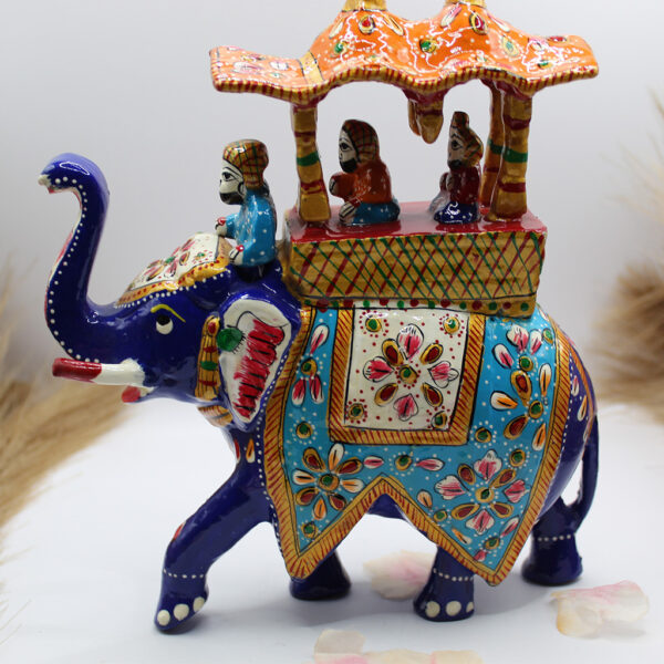Meenakari Ambabari Metal Elephant - Image 3