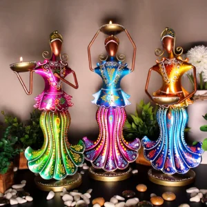 Handmade Colorful Trio Tealight Candle Holders