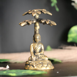Brass Buddha under Bodhi Tree