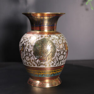 Decorated Brass Vase (Round)